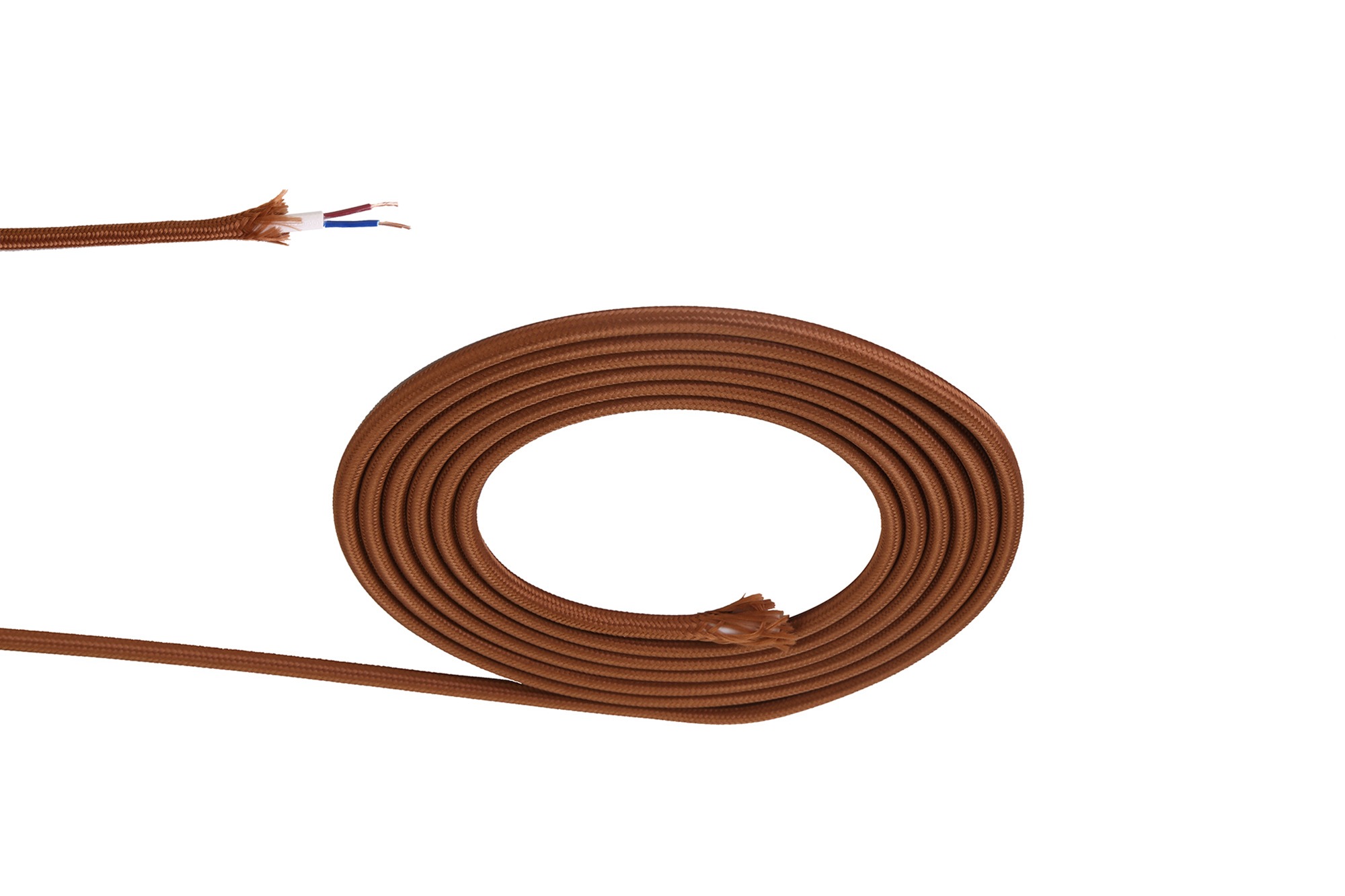 D0521  Cavo 1m Dark Brown Braided 2 Core 0.75mm Cable